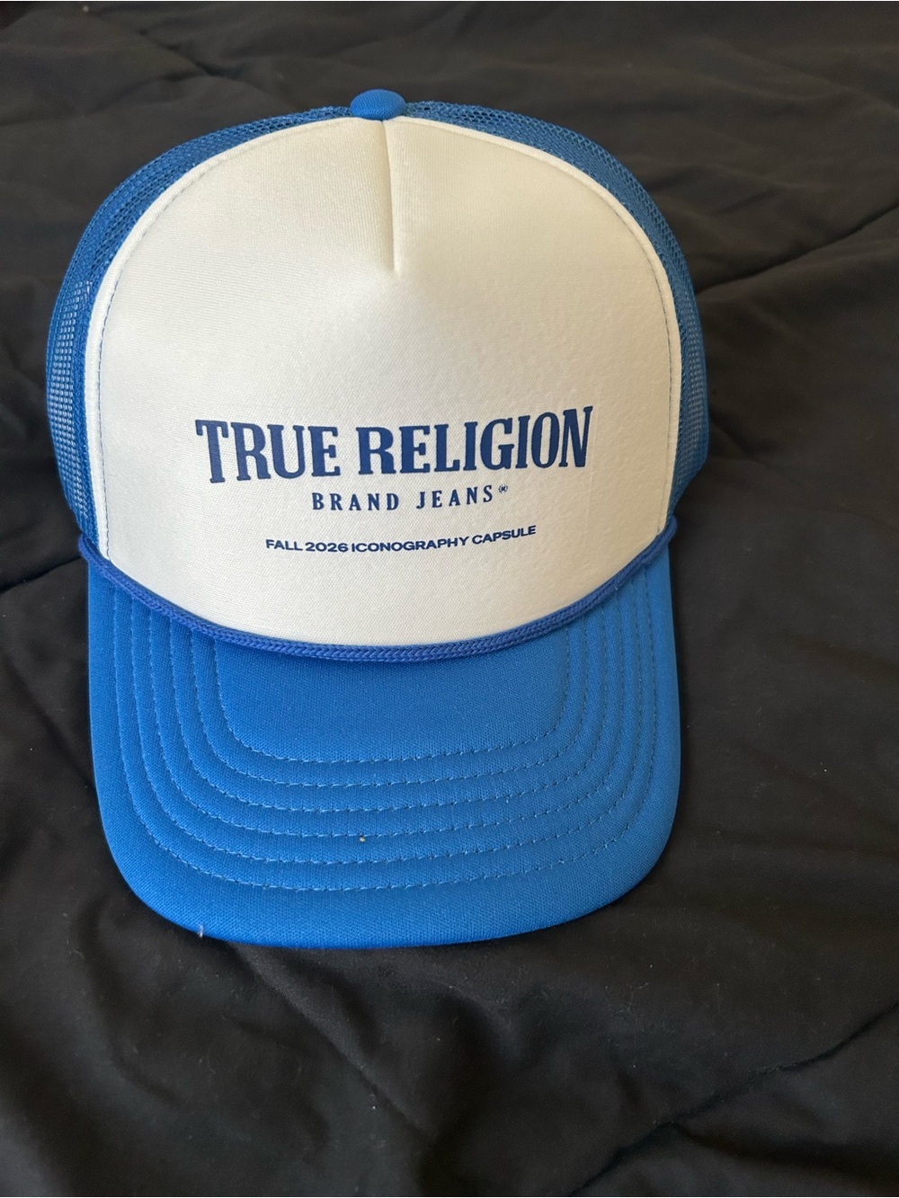 True Religion Blue and White Hat